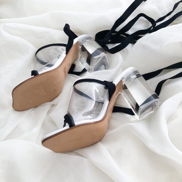 MM6 Maison Margiela Tabi Sock Transparent Ribbon Heels - Picture 3 of 5